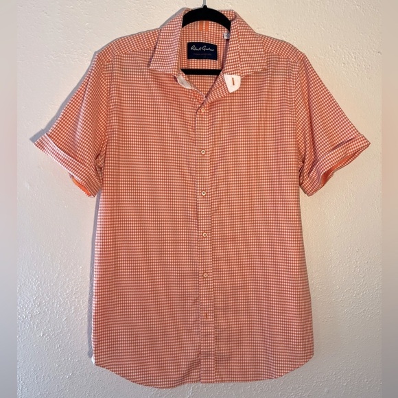Paul & Shark Other - Robert Graham Men's Tailored Fit Howells Woven Shirt Orange & White Size XL